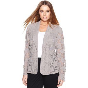 Inc. International Concepts Truffle Taupe Floral Lace Blazer